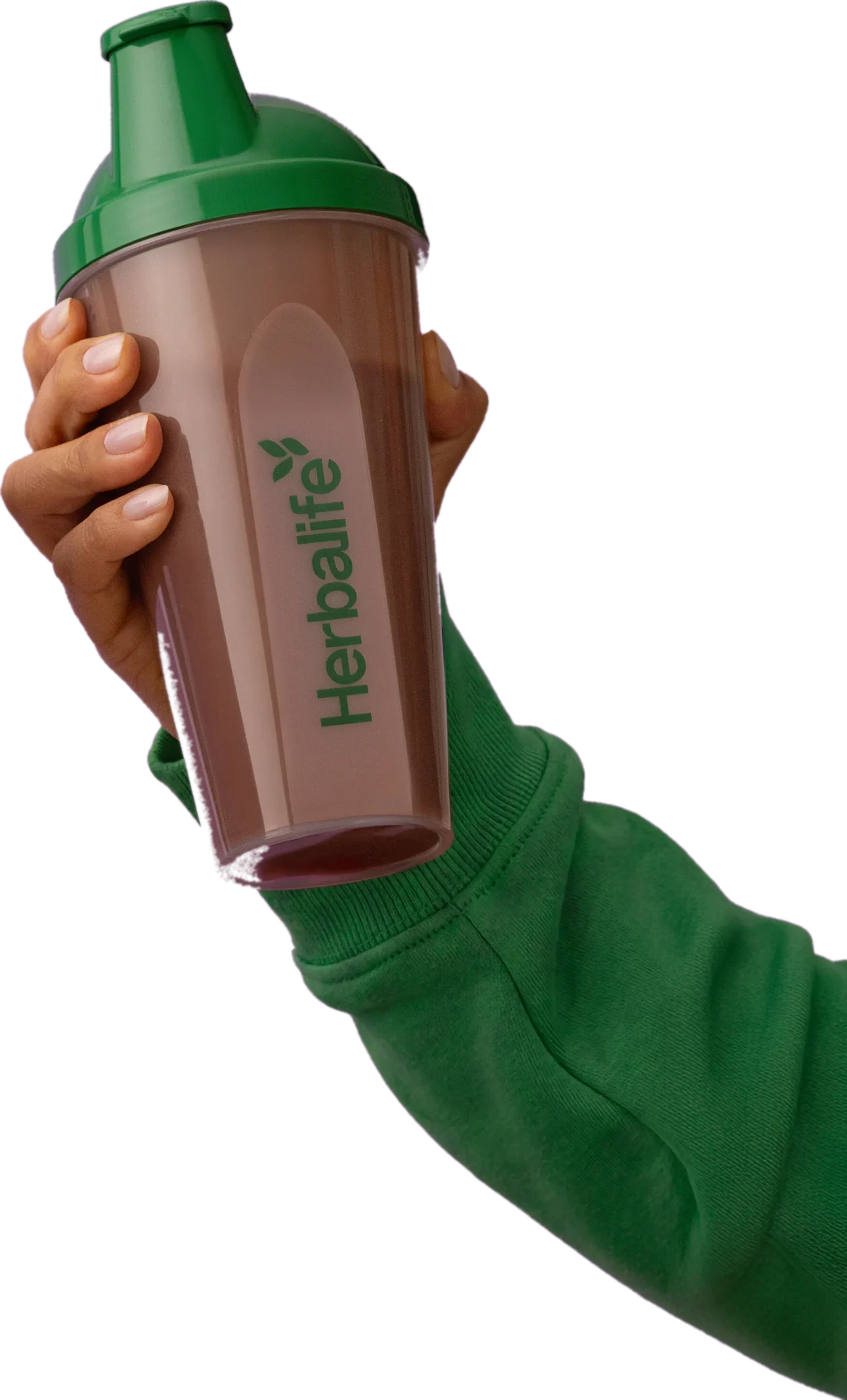 Braço segurando shakeira de Protein Complete